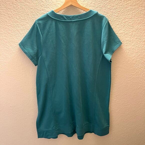 J.Jill Fit Double Knit Tunic Teal Aqua Scoop Neck Ponte XL Casual Minimalist - Picture 3 of 5